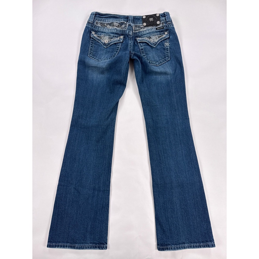 Miss Me Bootcut Jeans 28 Rhinestone Flap Pocket Thick Stitch Denim Y2K JP5124B7